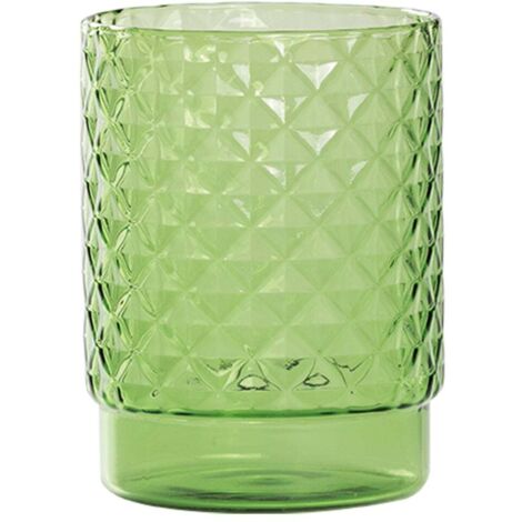 Isolano Lot de 4 Verres Tumbler Empilables en Verre Borosilicaté Soufflé à la Main avec Effet Diamant Couleur Vert Pomme pour Table et Bar Moderne