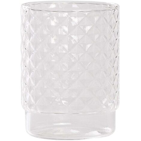 Isolano Lot de 4 Verres Tumbler Empilables en Verre Borosilicate Transparent avec Décor Diamant Artisanal pour Table et Piano Bar - Exclusive