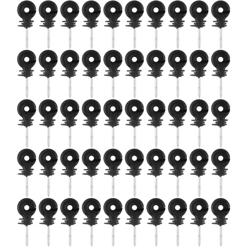 Isolateurs à anneau, 50 pièces/ensemble Isolateur de clôture électrique noir à visser dans l'anneau de clôture Isolateur de poteau en bois Isolateur