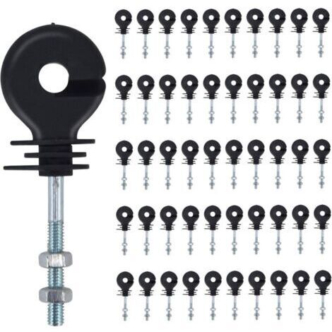 Isolateurs à Visser pour Clôture Électrique,50 Pièces, Isolateur Galvanisé Polypropylène, Accessoires Poteaux Bois, Fin/Start/Angle