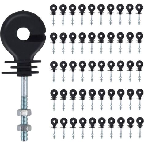 Isolateurs à Visser,50 Pièces isolateur Cloture Electrique Clous d'isolation de clôture électronique Isolateur de Poteau de clôture,Accessoires de clôture électronique,pour Poteau en Bois