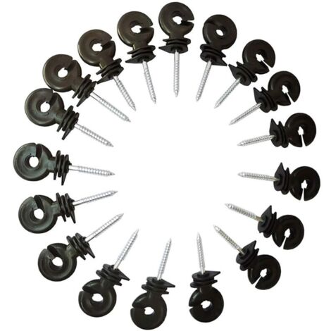 Isolateurs de Clôture Électrique Visser Filet Piquet Noir 20 Pièces
