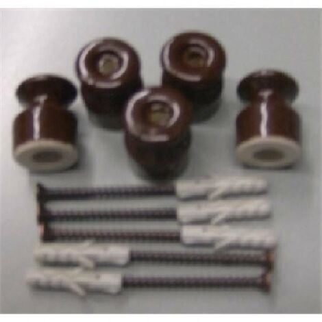 Isolatore Gambarelli in porcellana marrone con viti e tasselli 01202