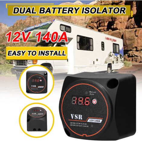 Isolatore intelligente a doppia batteria con voltmetro digitale, relè sensibile alla tensione VSR per ATV, UTV, barche, camper, roulotte, SUV a 5 ruote