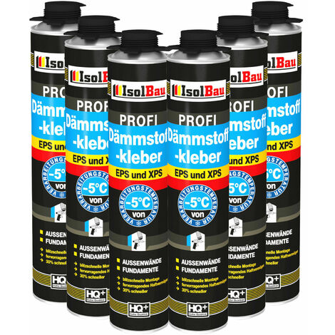 Isolbau Adhésif d'isolation Mousse adhésive 6 x 750 ml Adhésif de périmètre EPS XPS haute qualité