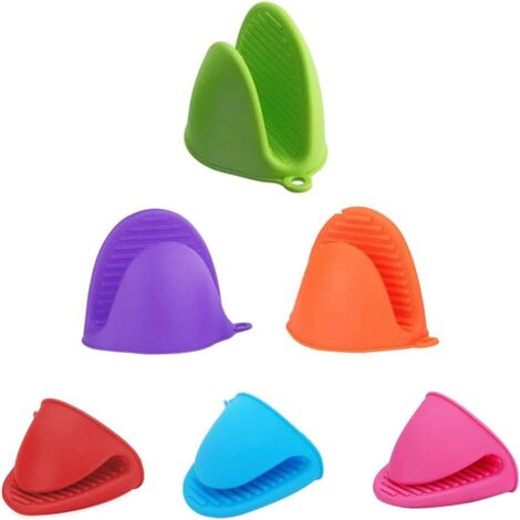 Isolé anti-brlure Gant,Mini Gant de cuisine pou,Clips de Main en Silicone isolés,Silicone Lot Gant de cuisson Pincez,pour la cuisson et la cuisson 6pcs