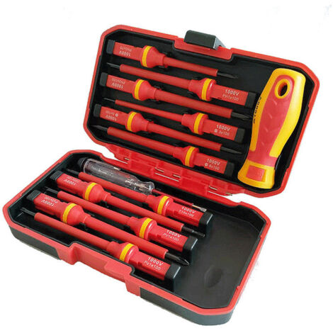 Isolé tournevis électricien 1000V Set Conseils magnétiques interchangeables Outils de réparation électrique Kit Boîte de 13pcs