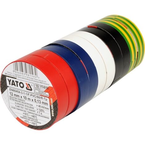 Isolierbänder 12mmx10mx0,13mm Mischfarben, 10er Set YT-8156 YATO