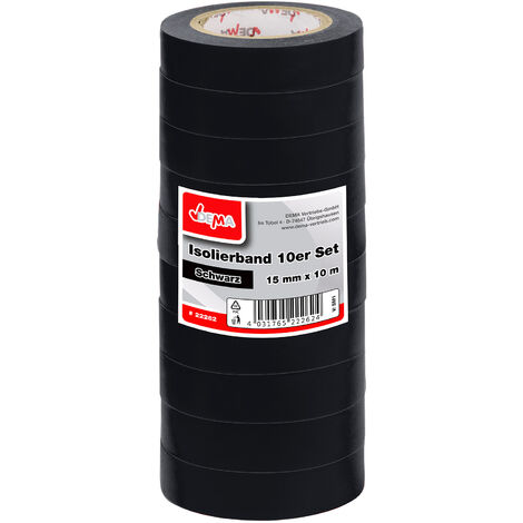 Isolierband 10er Set Schwarz 15 mm x 10 m