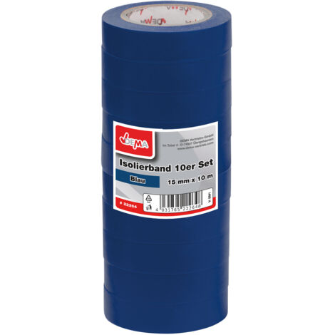Isolierband Klebeband 10er Set Blau 15mm x 10m Eelektriker Tape selbstklebend
