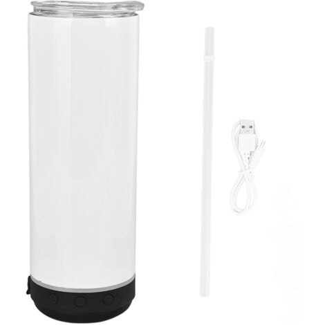 Isolierbecher (600 ml) mit abnehmbarem Bluetooth-Lautsprecher, Reisebecher für Damen und Herren, schwarzer Hintergrund