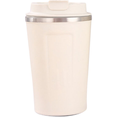 Isolierbecher aus Edelstahl 304, großes Fassungsvermögen 380 ml, sicherer Deckel, tragbares Design fürs Büro, weiß