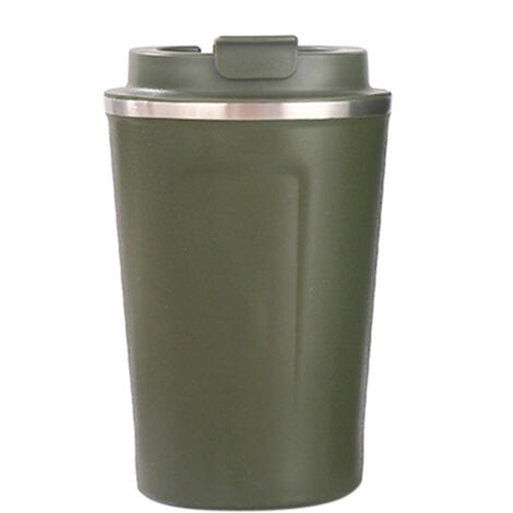 Isolierbecher aus Edelstahl 304, großes Fassungsvermögen von 380 ml, sicherer Deckel, ideal für Büro, Reisen und Outdoor-Aktivitäten, grün