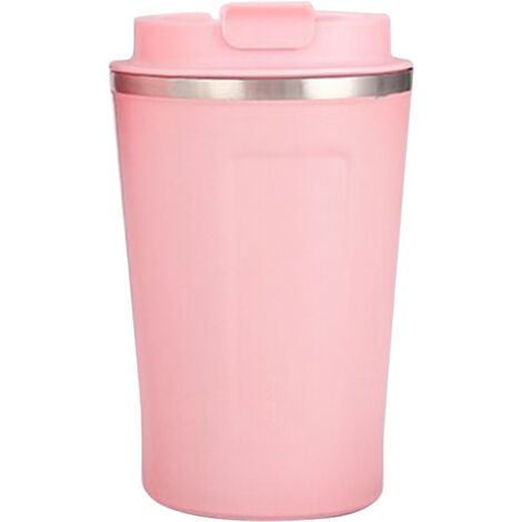 Isolierbecher aus Edelstahl 304 mit sicherem Verschluss, großes Fassungsvermögen von 380 ml, ideal für unterwegs im Büro, rosa