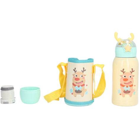 Isolierbecher für Kinder, 500 ml, mit Edelstahlstrohhalm und Temperaturanzeige – Elk