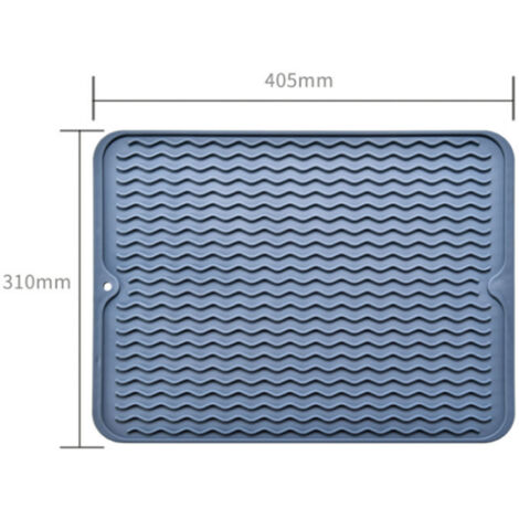 [Isolierende Tischmatte] Antihaftbeschichtete, wasserdichte und hitzebeständige Abtropfmatte für Geschirr (405 x 310 mm, blau) – Material: Gummi, Gewicht: 360 g
