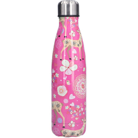 Isolierflasche aus Edelstahl für heiße und kalte Getränke – Pinkfarbenes Hirschmotiv