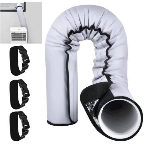 Isolierschlauch für tragbare Klimaanlagenschläuche - Polyester/Aluminium mit 3 verstellbaren Spannbändern (152 cm, Durchmesser 5 Zoll/5,9 Zoll)