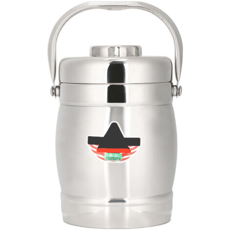 Isolierte 1,4-Liter-Lunchbox aus Edelstahl, fassförmig, leer zur Aufbewahrung