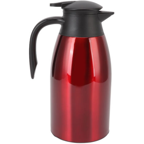 Isolierte 2-Liter-Teekanne aus Edelstahl 304 mit Tragegriff und auslaufsicherem Deckel, leicht zu reinigen, Vakuum-Spender für Kaffee und Wein, weinrote Farbe