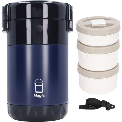 Isolierte 2,3-Liter-Lunchbox mit 3 Lagen, Edelstahl 304, vakuumisoliert, für Picknicks und Reisen, Blau