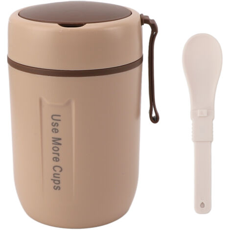 Isolierte 600-ml-Thermoskanne aus Edelstahl 304 mit Löffel und Sicherheitsdeckel, auslaufsicherer Suppenbecher für Kinder, Farbe Khaki.
