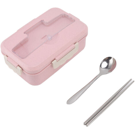 Isolierte Bento-Box für Mittagessen mit Löffel und Essstäbchen - Ideal für Erwachsene, Kinder, Studenten (Nordisches Rosa)