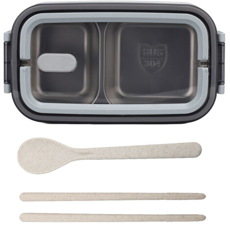 Isolierte Bento-Box mit 2 Etagen, 1400 ml, Edelstahl, auslaufsicher – Weißer Lunchbehälter fürs Büro