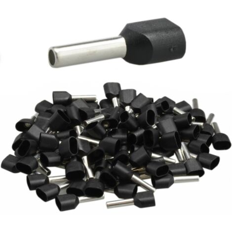 Isolierte Doppelhülsenkabelschuh 2x1,5/12 schwarz (100 Stk.)