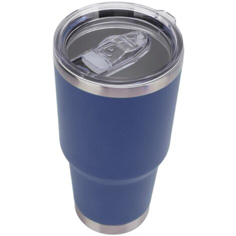 Isolierte Edelstahl-Trinkflasche, doppelwandiger Kaffeebecher mit Deckel für unterwegs, Blau