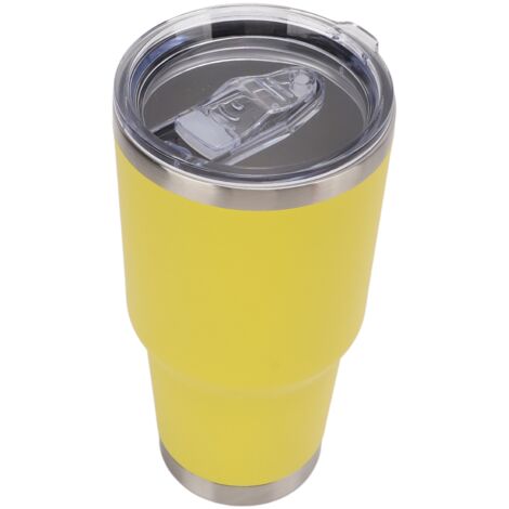 Isolierte Edelstahl-Trinkflasche, doppelwandiger Kaffeebecher mit Deckel für unterwegs, Gelb
