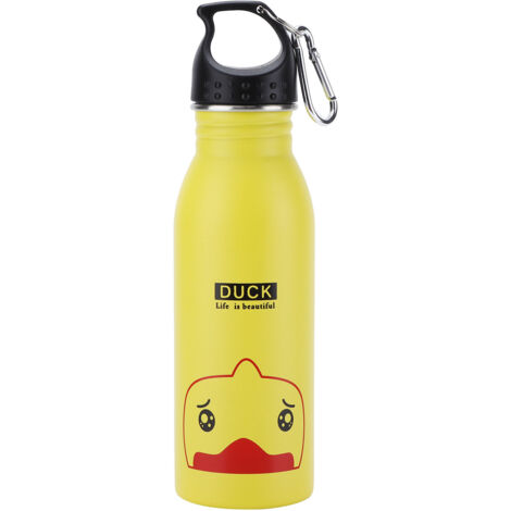 Isolierte Edelstahl-Trinkflasche für Kinder mit gelbem Entenmotiv - K601