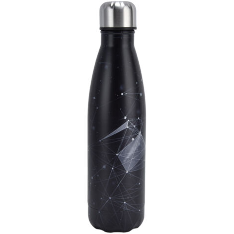 Isolierte Edelstahl-Trinkflasche in Cola-Form – auslaufsicher – geometrisches schwarzes Design für Sport