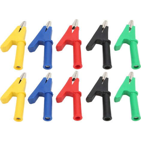 Isolierte Krokodilklemme mit 4-mm-Klinkenstecker und 10-mm-Öffnung – Rot/Schwarz/Gelb/Blau/Grün