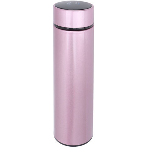 Isolierte LED-Trinkflasche mit Temperaturanzeige, doppelwandige Vakuumisolierung für Wandern, Büro und Radfahren – Rot/Pink