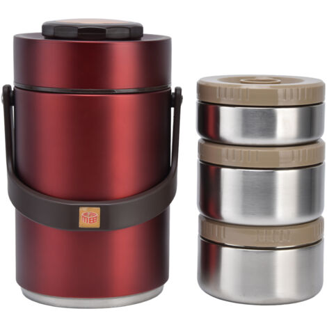 Isolierte Lunchbox (2,3 l) aus Edelstahl 304, 3 auslaufsichere Fächer für Arbeit und Reisen, goldfarben