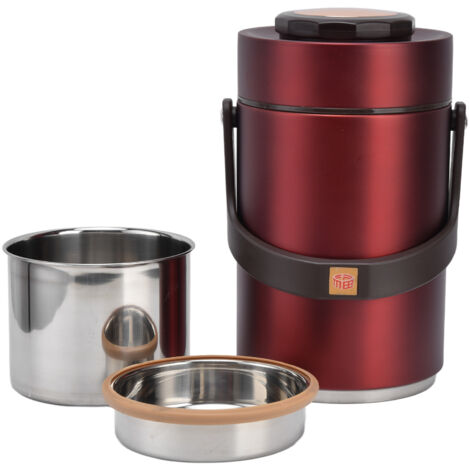 Isolierte Lunchbox aus Edelstahl 304, doppelt vakuumisoliert, 2300 ml Fassungsvermögen, 3 Fächer für Arbeit oder Picknick