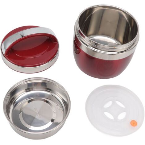 Isolierte Lunchbox mit 1,5 Litern Fassungsvermögen aus Edelstahl 304, ideal für Schüler und Berufstätige, tragbares und auslaufsicheres Design, erhältlich in Rot.