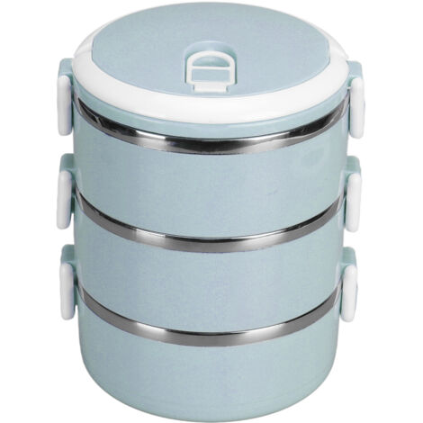 Isolierte Lunchbox mit herausnehmbarem Tablett, Warmhaltefunktion, leicht und tragbar, aus lebensmittelechtem Kunststoff – Blau