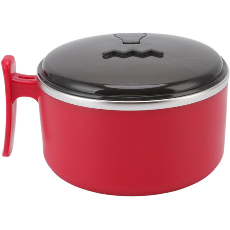 Isolierte Schüssel aus Edelstahl 304 mit Deckel, doppelwandiges Hohldesign für optimale Wärmedämmung, für Ramen, Küchenrot