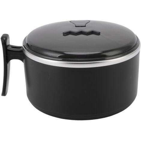 Isolierte Thermoskanne aus Edelstahl 304 für warme und kalte Speisen, doppelwandiges Design mit Ständer, ideal für Ramen und Mahlzeiten im Freien, Schwarz