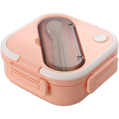 Isolierte, unterteilte, auslaufsichere Bento-Box aus Kunststoff für Schule und Büro, mikrowellengeeignet, rosa