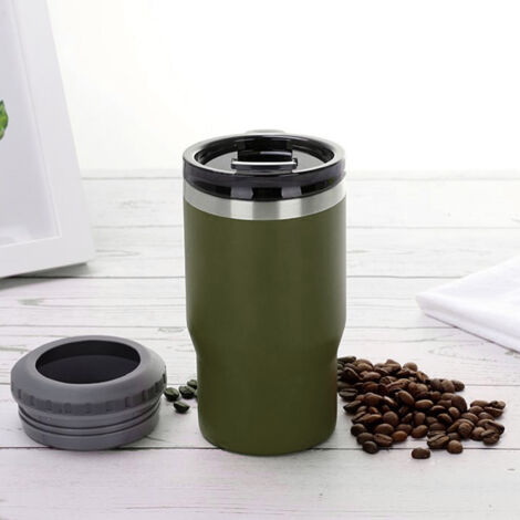 Isolierter Dosenhalter aus Edelstahl 304, 14 oz, für kalte Getränke im Auto oder beim Wandern, Farbe: Armeegrün.