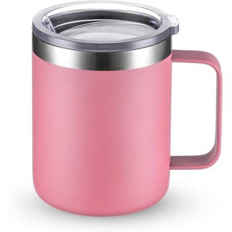 Isolierter Edelstahlbecher mit Deckel und Griff für Kaffee und Tee, doppelwandig für Reisen und den Gebrauch zu Hause