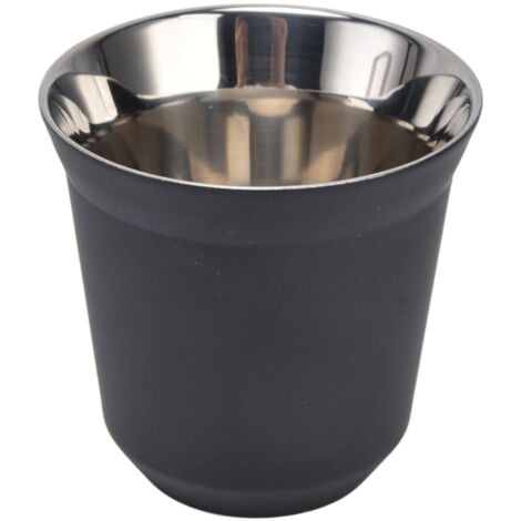 Isolierter Kaffeebecher (80 ml) aus Edelstahl 304, hitzebeständig, ideal für Camping, Picknicks und den Einsatz im Freien, Farbe: Schwarz.