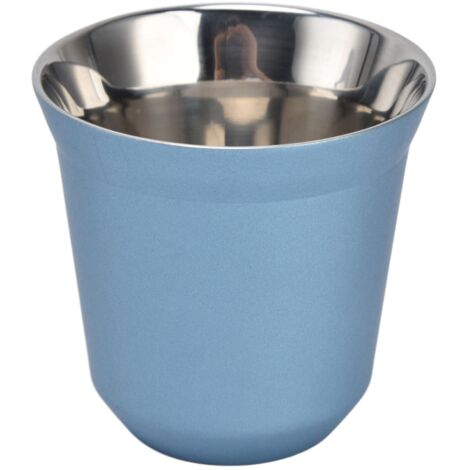 Isolierter Kaffeebecher (80 ml) aus Edelstahl 304, hitzebeständig, ideal für Camping, Picknicks und den Einsatz im Freien, hellblaue Farbe.