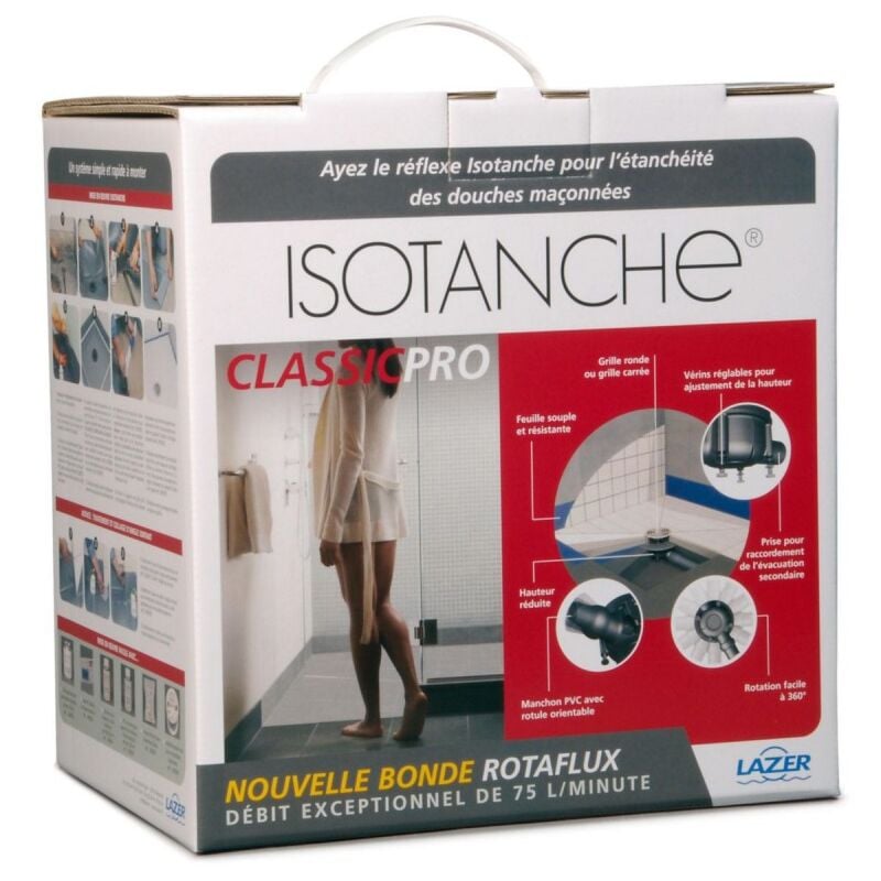 Lazer - Bonde Isotanche Classic Pro Ø50mm 1200x1200mm Sortie Verticale pour l'Étanchéité des Douches Italiennes - 230480