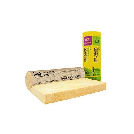 Isover – Laine de verre semi-rigide 270x120 cm ép. 12 cm R=3,75 – Isolation thermique pour murs et toits – Conductivité 0,032 W/(m·K)