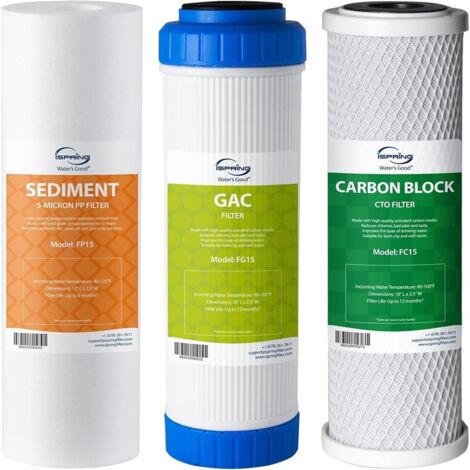 iSpring F3 Kit de Préfiltres pour Osmose Inverse, Remplacement 6 Mois