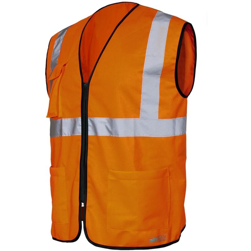 01260-032 Gilet de travail Hi Vest Orange Zip m/l - Issaline